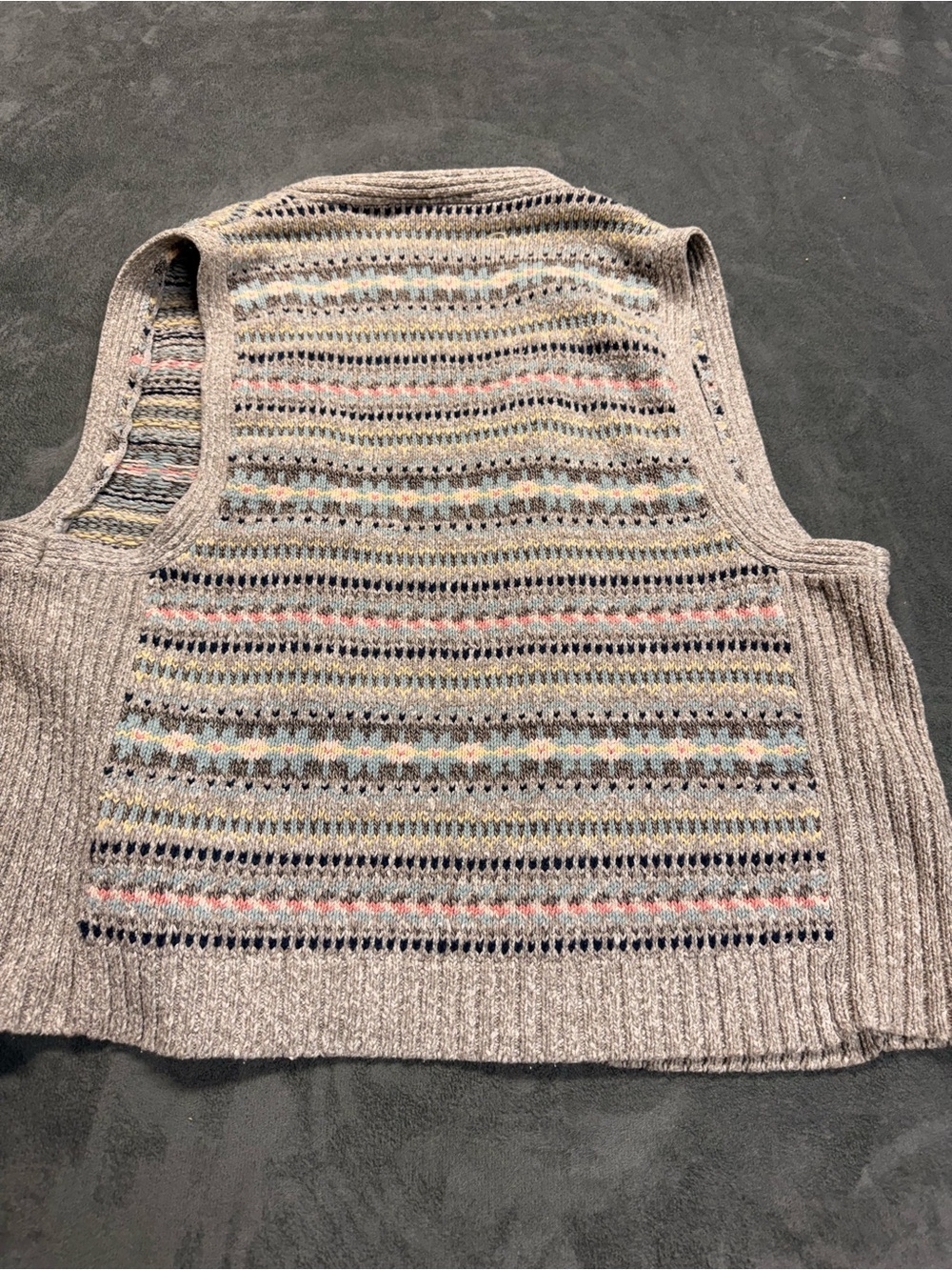 Vintage Fair Isle Cotton Knit Button-Front Vest - Picture 7 of 8